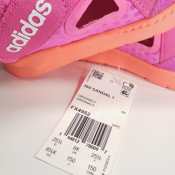 Adidas Sandal FX4952 Kids Toddler Girl Pink Magenta Beach Slip On Shoes size 10 - Picture 6 of 8
